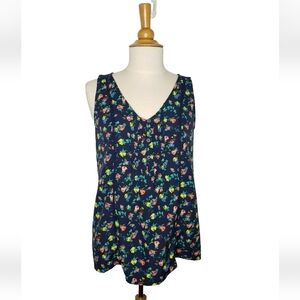 Ditzy Floral Pintuck Lace Tank S Cottagecore Grannycore Henley Knit Back